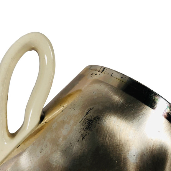 Vintage WMF Ikora MCM Brushed Metal Coated Ceramic Coffee Pot Creamer Silver - Picture 11 of 12